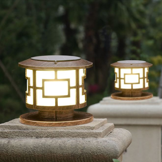 2021 Solar Power Led Round Post Lights Landscape Garden Lights Gate