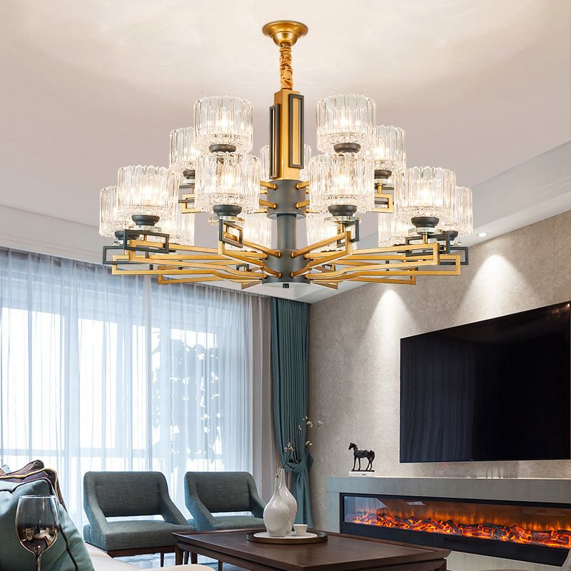 Modern Gold Gray Metal Led Chandeliers Lighting Living Room Glass Modern Gold Gray Metal Led Chandeliers Lighting Living Room Glass Shade Pendant Chandelier Lights Bedroom Hanging Lamp Shades