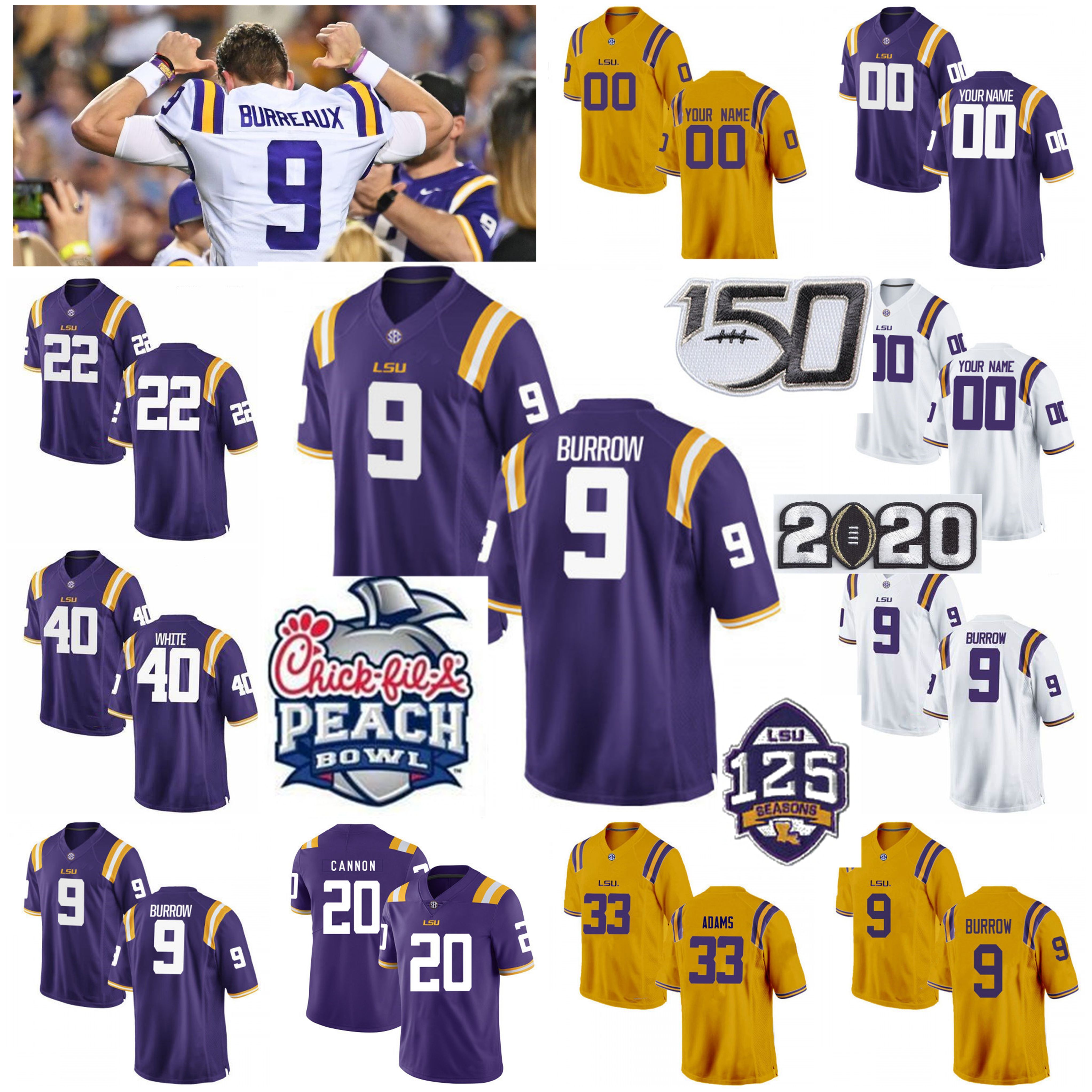 2020 LSU Tigers Jerseys Joe Burreaux Women Jersey Burrow Jamal Adams Odell Beckham Jr. Leonard