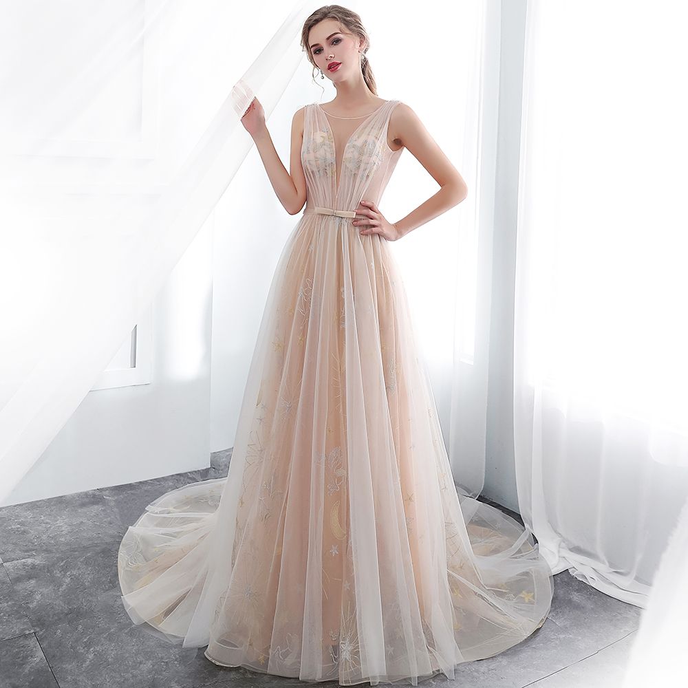 Champagne Vintage Simple Wedding Dress