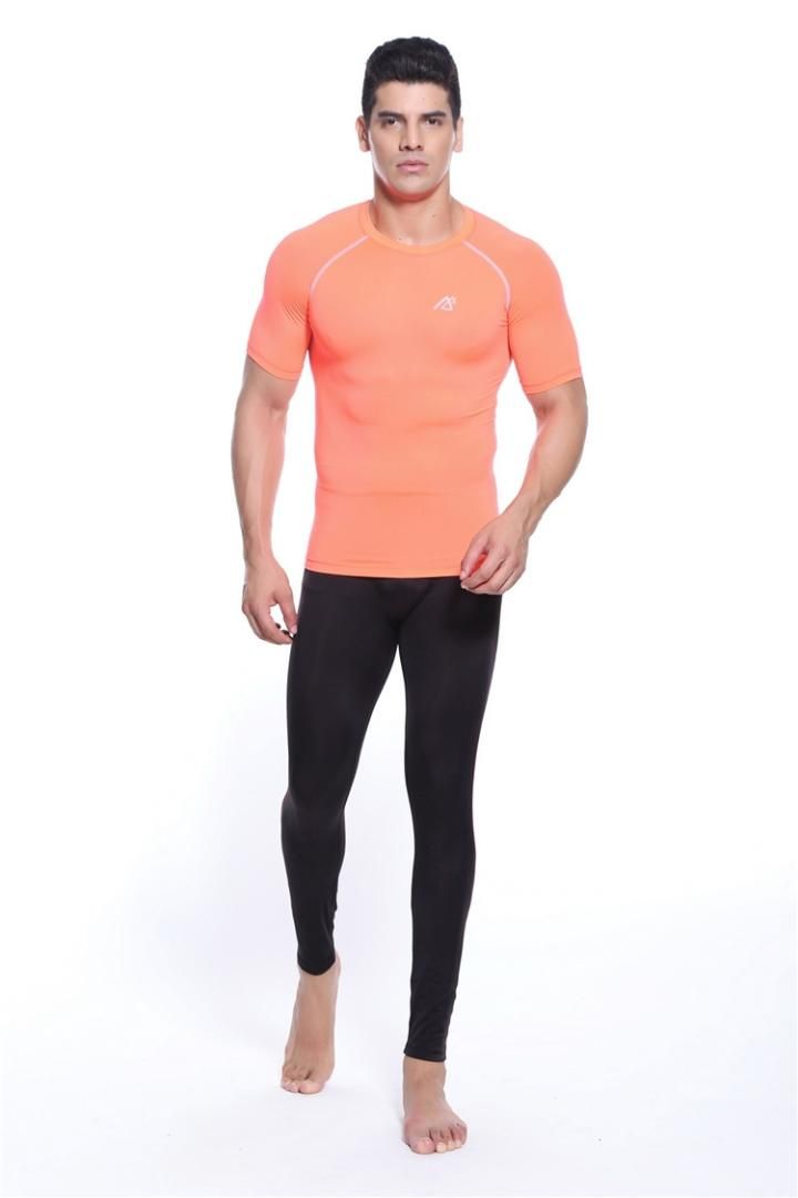 Para Camisetas Naranja Compresión Color Desgaste Cuello Bowling De Hombre 2018 GimnasioEntrenamientoMusculación O Camisa BoWrdCex