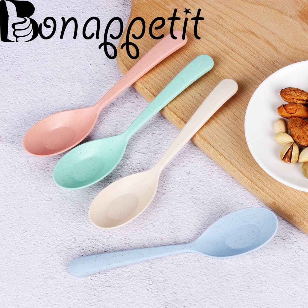 5PCS Wooden Spoon Short-Handle Kitchenware Wood Color for Salt Sugar Soup