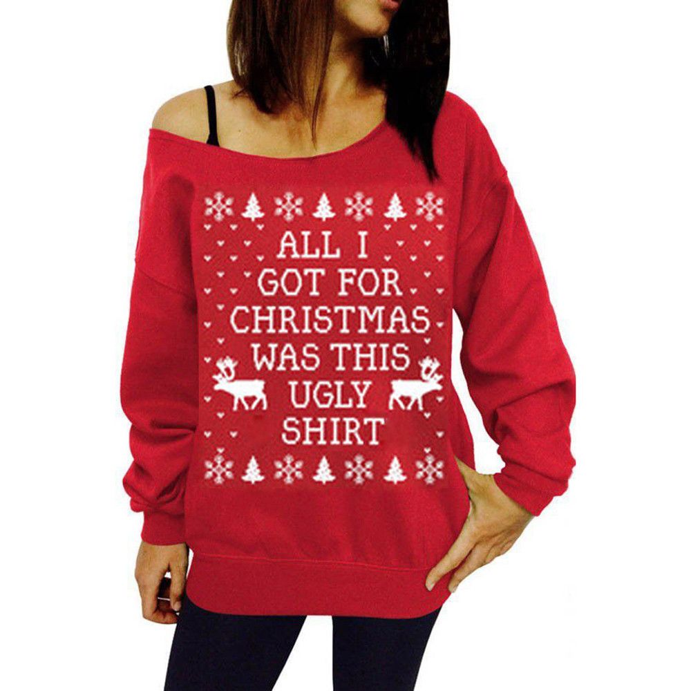 off the shoulder christmas sweatshirt