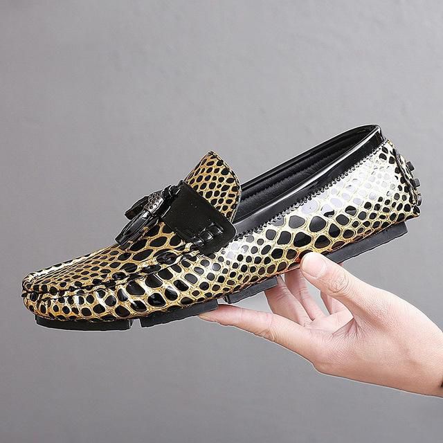 Leopard Men Casual Shoes Leather Shoes Men Loafers Driving