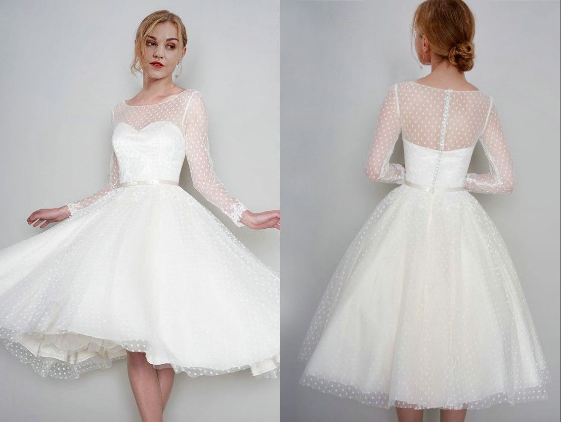 Discount Lovely Knee Length Wedding Reception Dresses With Long