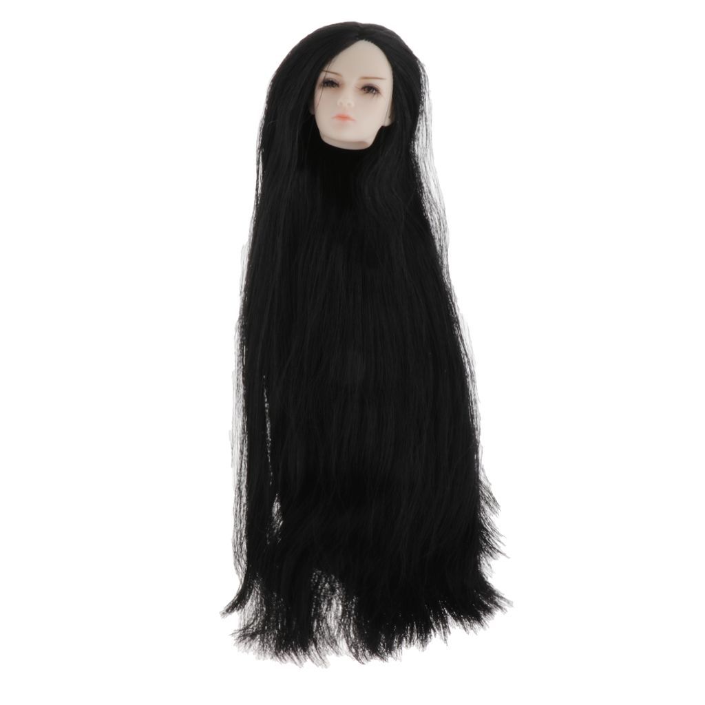 1/6 Male Doll Make Up Head With Long Hair DIY Body Parts Thin Eyebrows