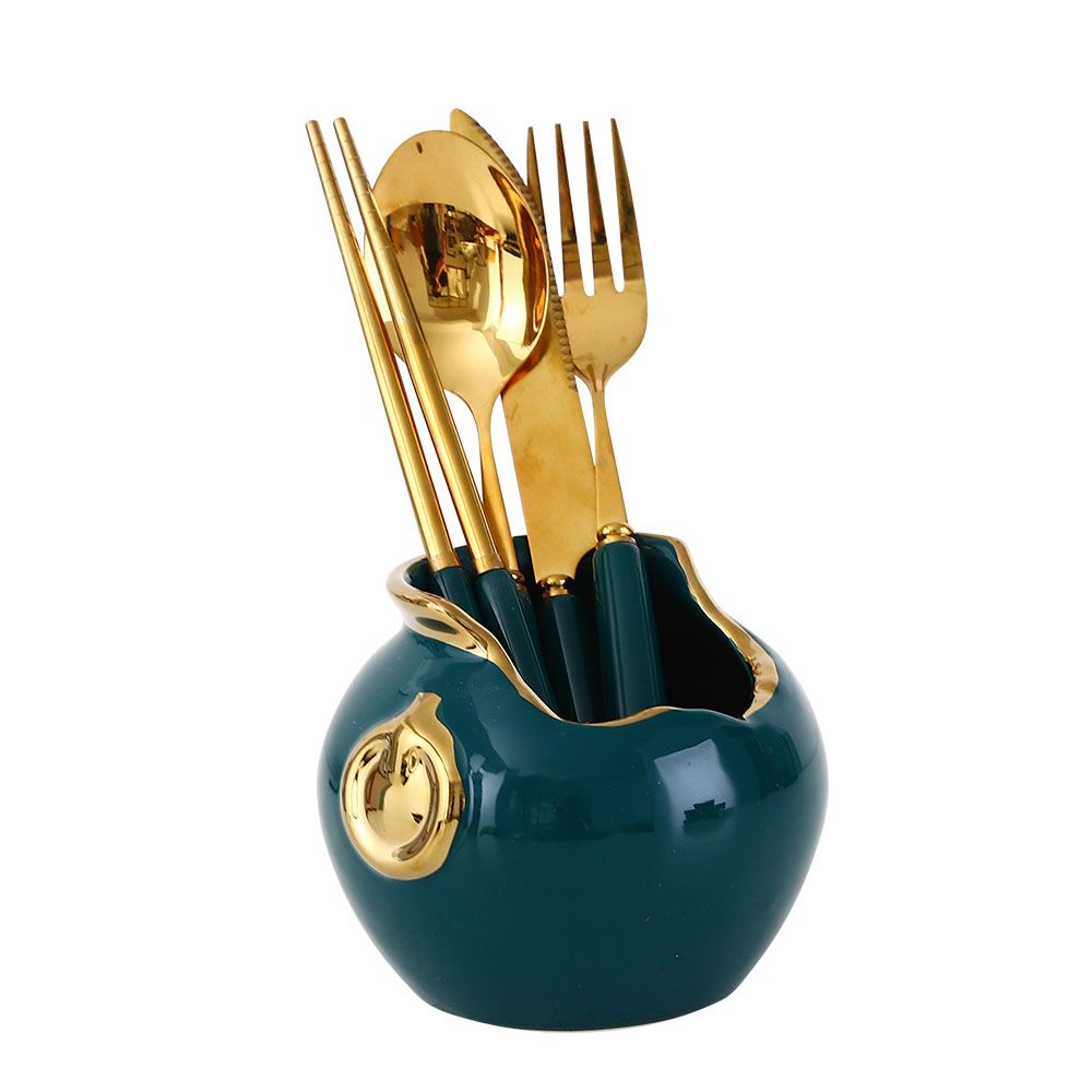 Flatware Sets Online Sale Vintage Green Ceramic Handle Flatware Gold