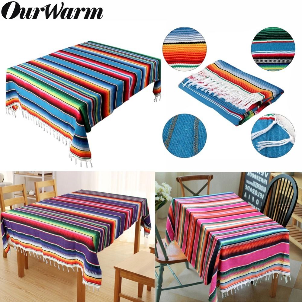Ourwarm 150x215cm Mexican Tablecloth Wedding Party Decoration Colorful