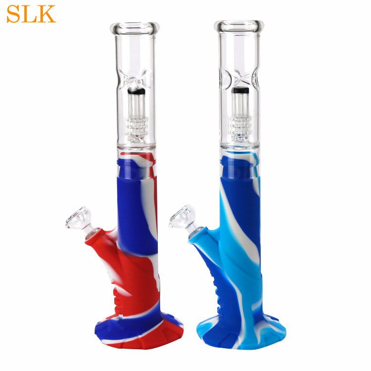 2020 Top Glass Percolator Bong 36CM Silicon Wax Rig Detachable Best