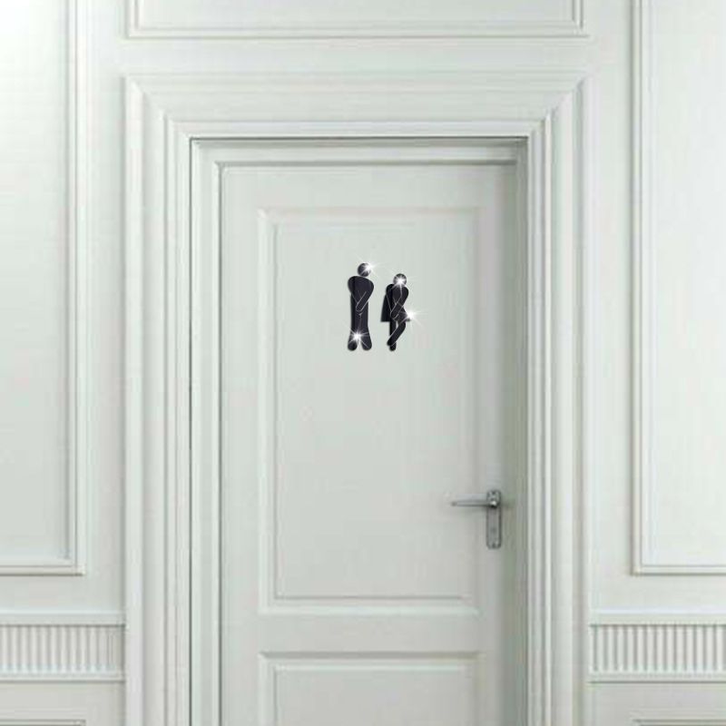 3d Acrylic Bathroom Mirror Stickers Woman Man Toilet Sign Wall Sticker Home Hotel Washroom Door
