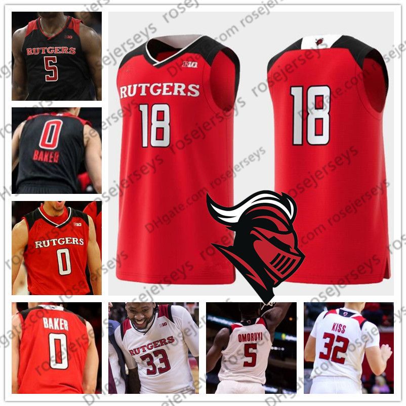 2019 Custom Rutgers Scarlet Knights Basketball Black Red White Any Name