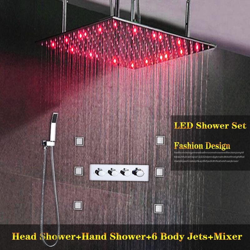 2020 New Overhead Rain Shower Faucets Set 500*500mm LED Showerhead