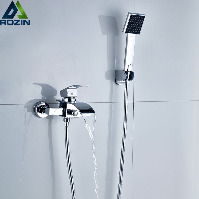 2020 Chrome Waterfall Shower Faucet Wall Mounted Handheld Shower
