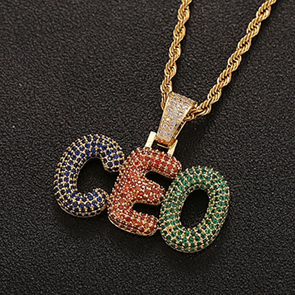 Wholesale Hip Hop Custom Name Multicolor Iced Out Color