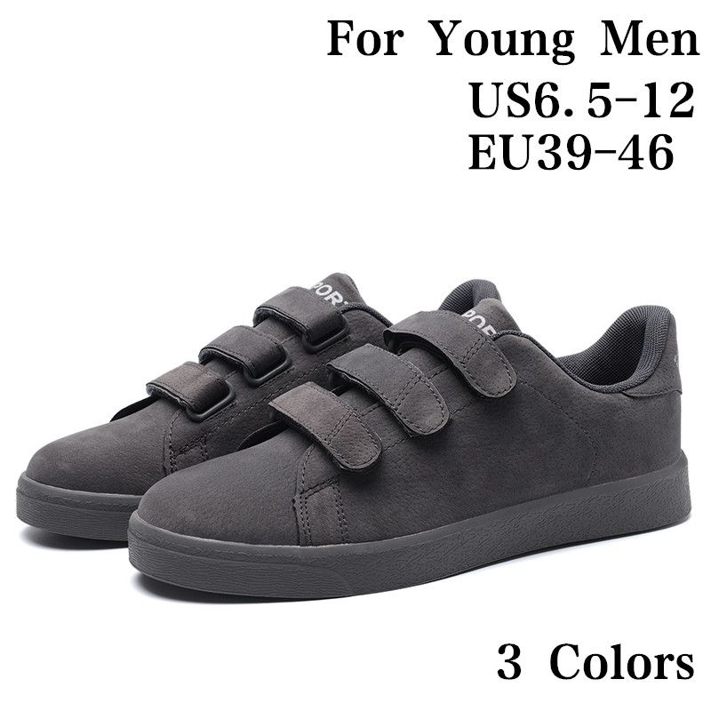 old man black velcro shoes