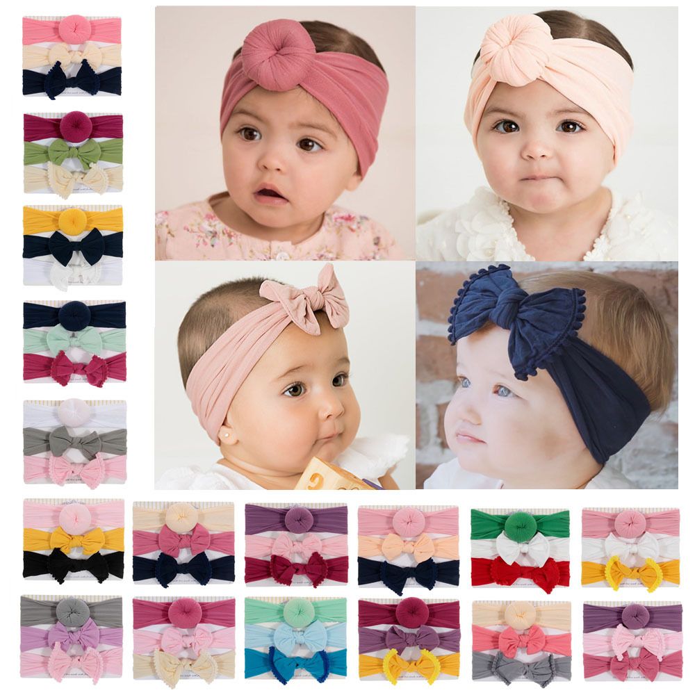 Toddler Girls Kids Baby Big Bow Hairband Headband Stretch Turban Knot Head Wrap