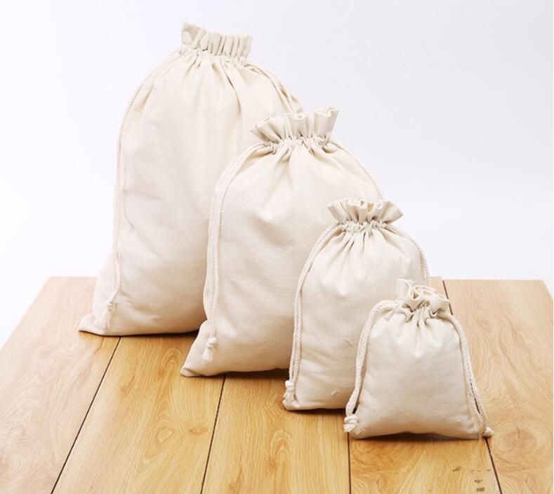 2019 Cotton Drawstring Bag Food Tea Coffee Flour Spice Drawstring Bag ...