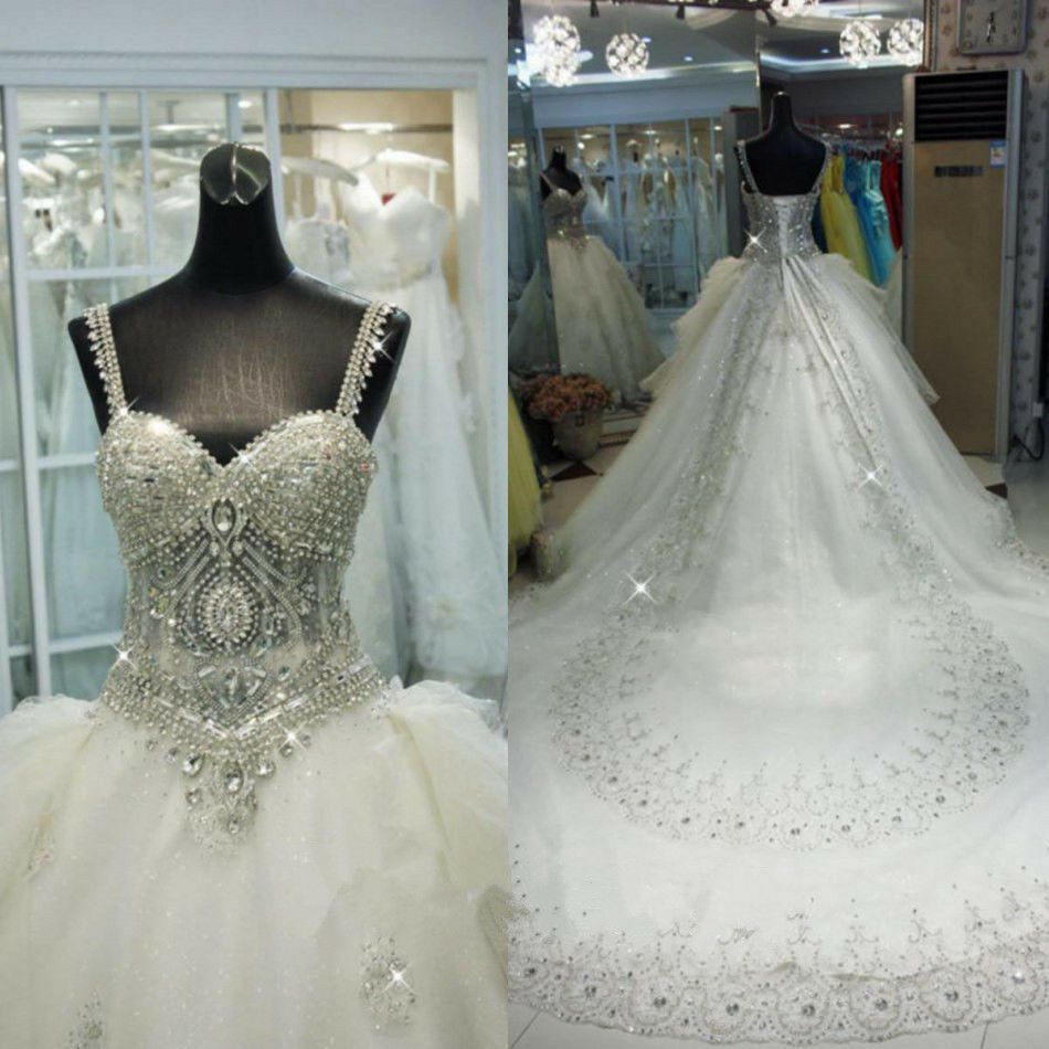 Discount Bling Bling Rhinestone Crystals Wedding Dresses With