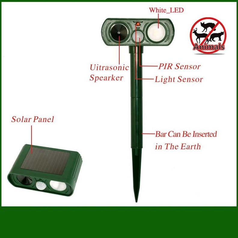 2021 Ultrasonic Animal Repeller Outdoor Solar Powered Pest Repeller Dog