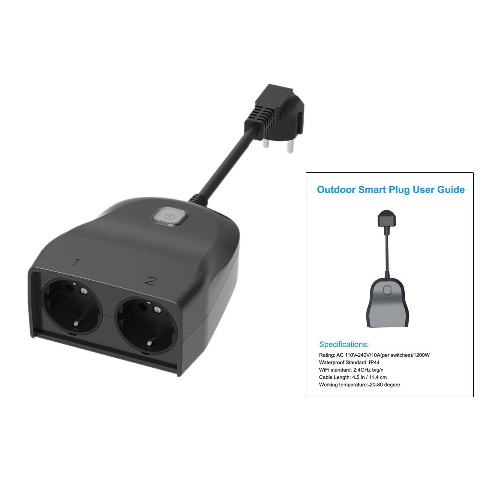 Outdoor Wifi Smart Plug Weatherproof Socket Wireless 1 In 2 Outdoor Wifi Smart Plug Weatherproof Socket Wireless 1 In 2 Out Single Remote Control Switch Lights Indoor Eu Houses Home From Nori