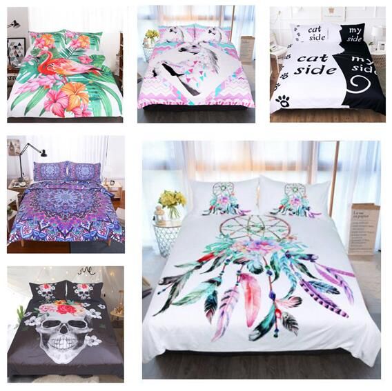 King Size Bedding Set 3d India Mandala Unicorn Luxury Duv Bed Cover Twin Full Queen Duvet Supplies