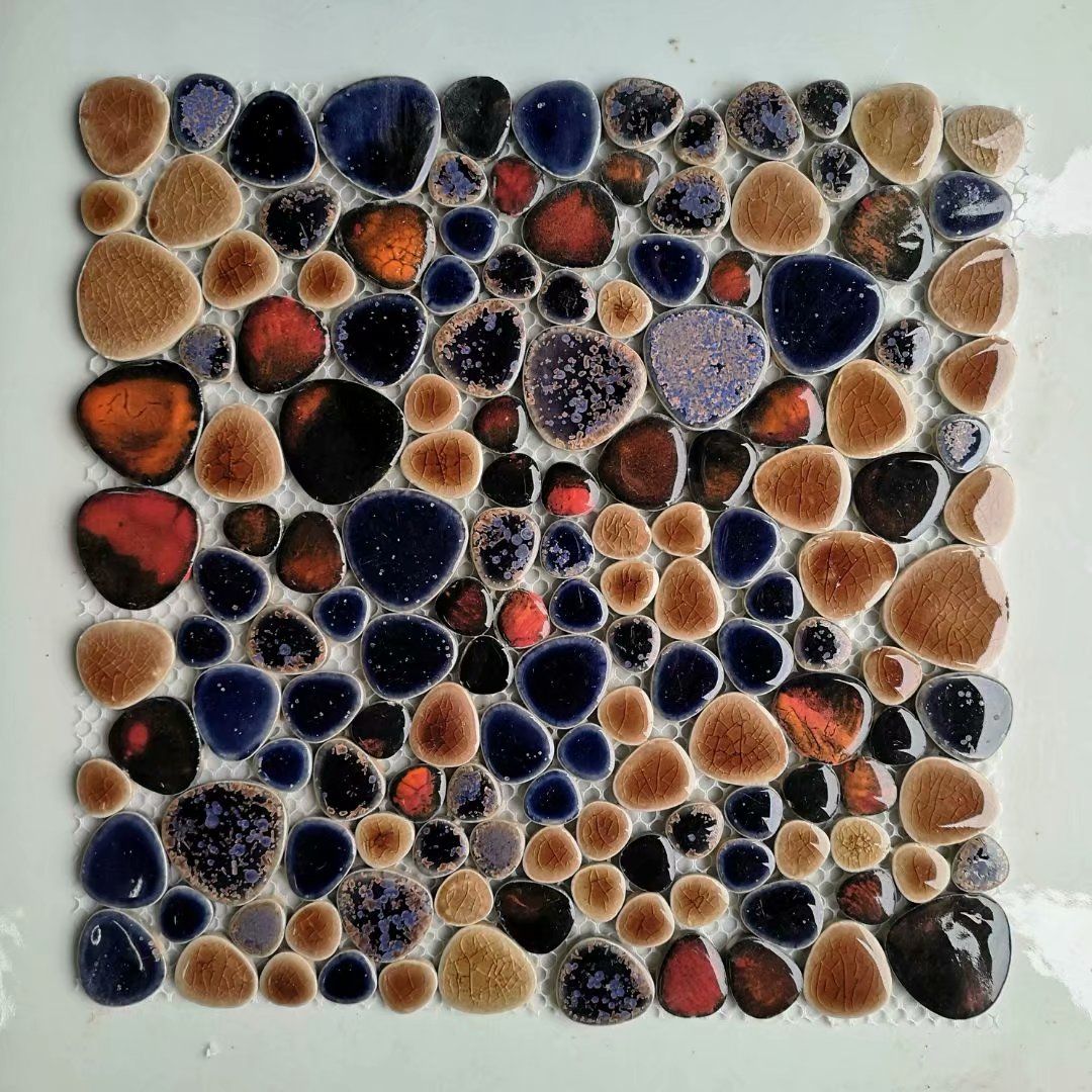 Purple Beige Red Pebble Mosaic Porcelain Backsplash Tile Ppmts15 Ceramic Kitchen Bathroom Wall Tiles