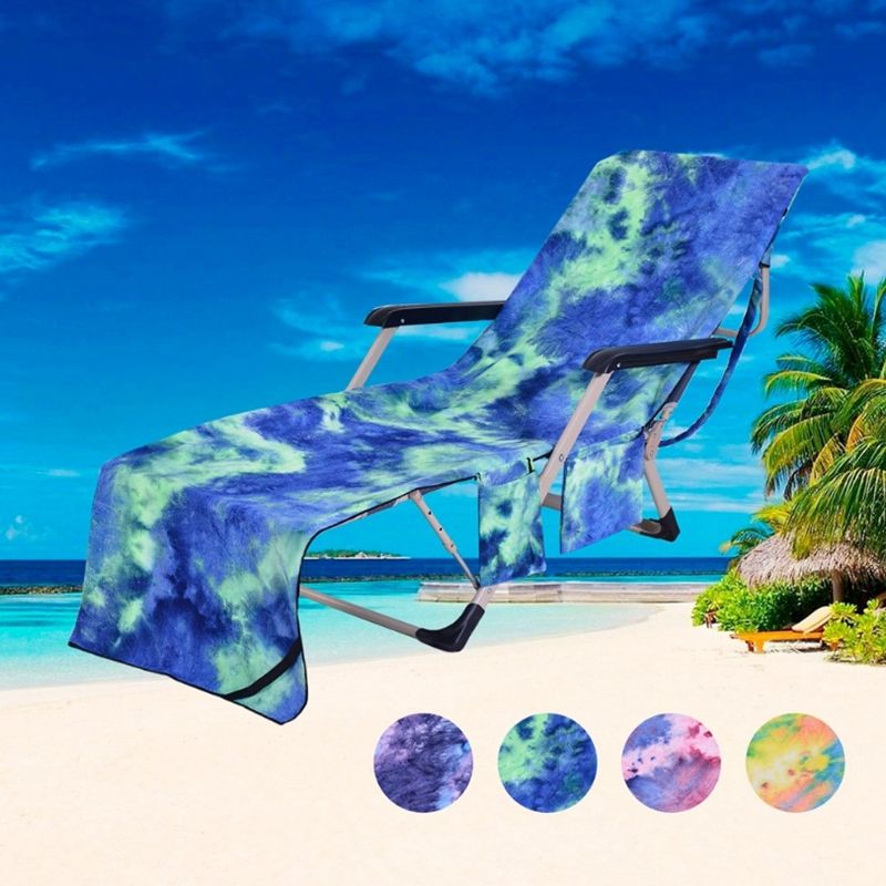 Microfiber Beach Towels Chair Covers With Side Pockets Sun Lounger Mats Colorful Bath Towel Yoga Mat 4 Designs Optional Yw2962