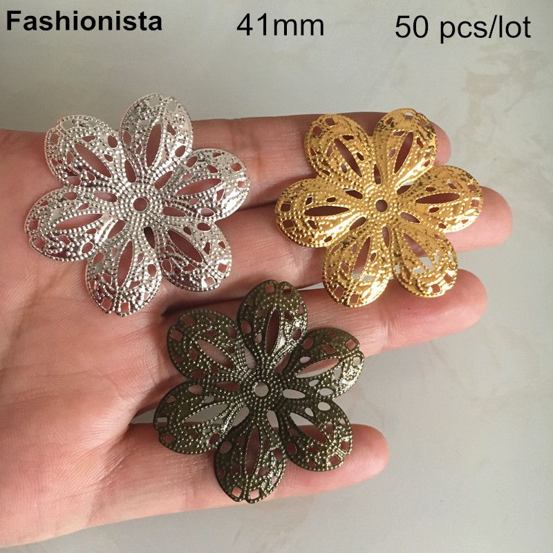 Free Ship 100PCs Silver Plated Filigree Flower Beads Caps For Jewelry 16mm