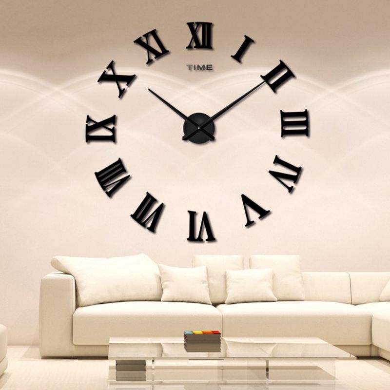 2018 New Big Mirror Wall Clock Large Size Eva Stickers Diy Personality Art 3d Mute Home Decoration Q190429