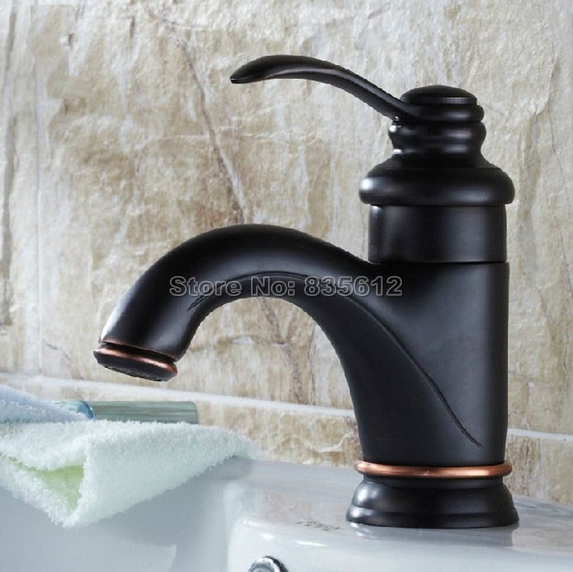 Black Oil Rubbed Bronze Bathroom Basin Sink Faucet Single Handle Single Hole Deck Mounted Vessel Sink Mixer Taps Whg022