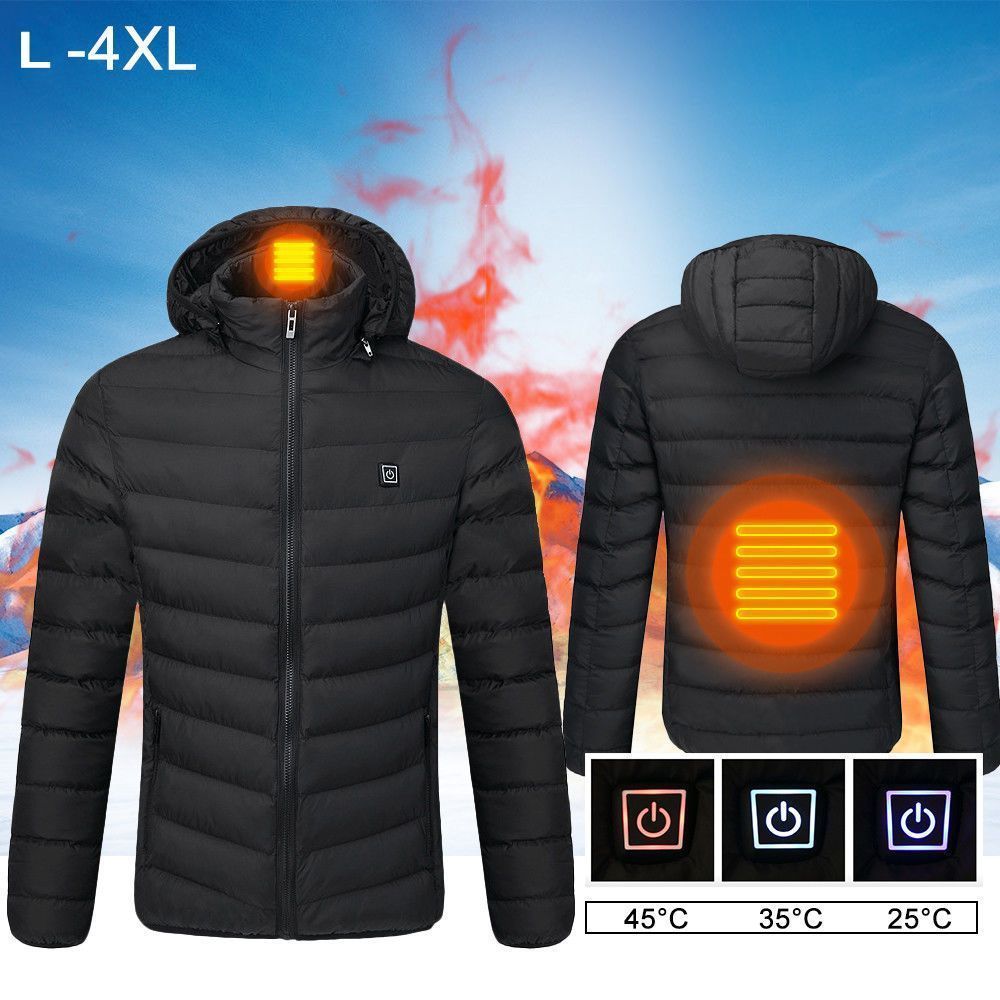2020 L 4XL Heated Jackets Outdoor Heated Coat USB Electric Battery Long Sleeves Intelligent