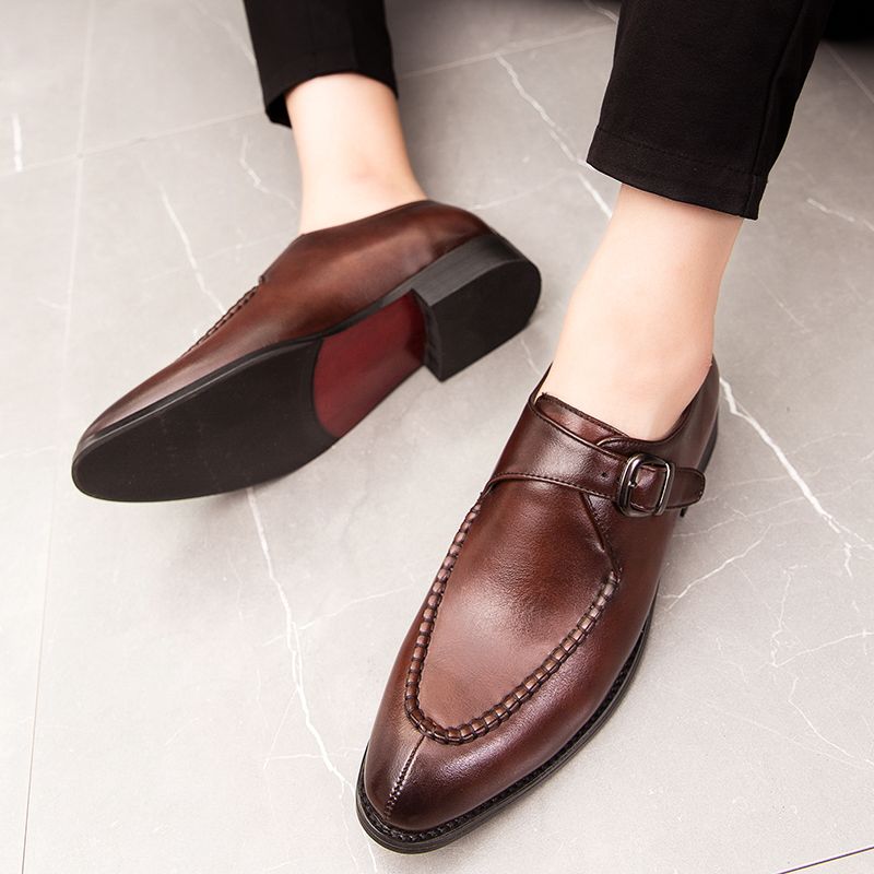 Men Casual Leather Oxford Shoes Pointed Toe Sapato Social Masculino ...