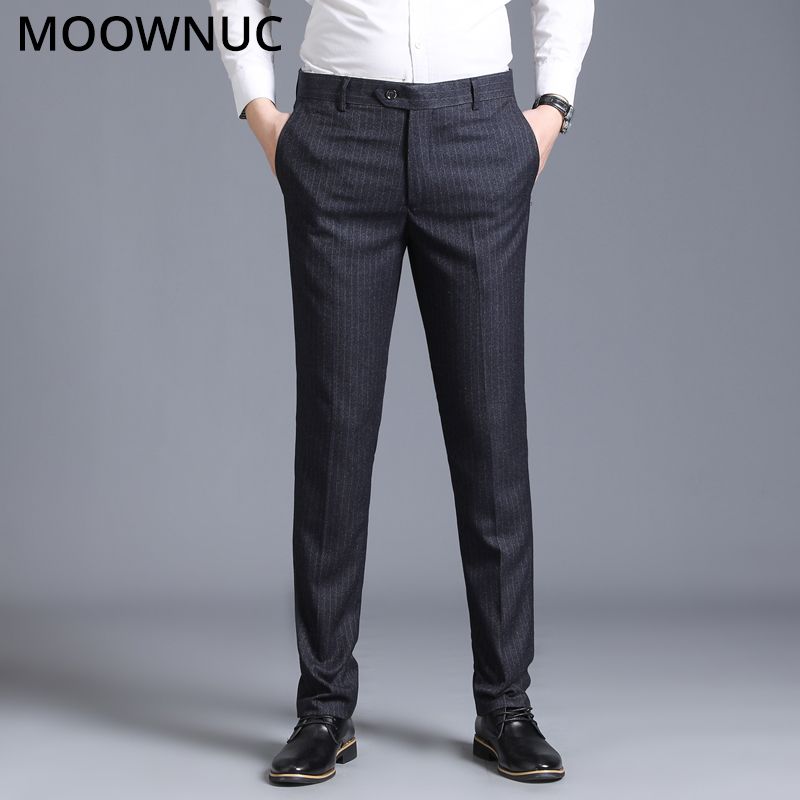 2019 Longs Pants Stripe Straight Slim Fit Work Business Casual