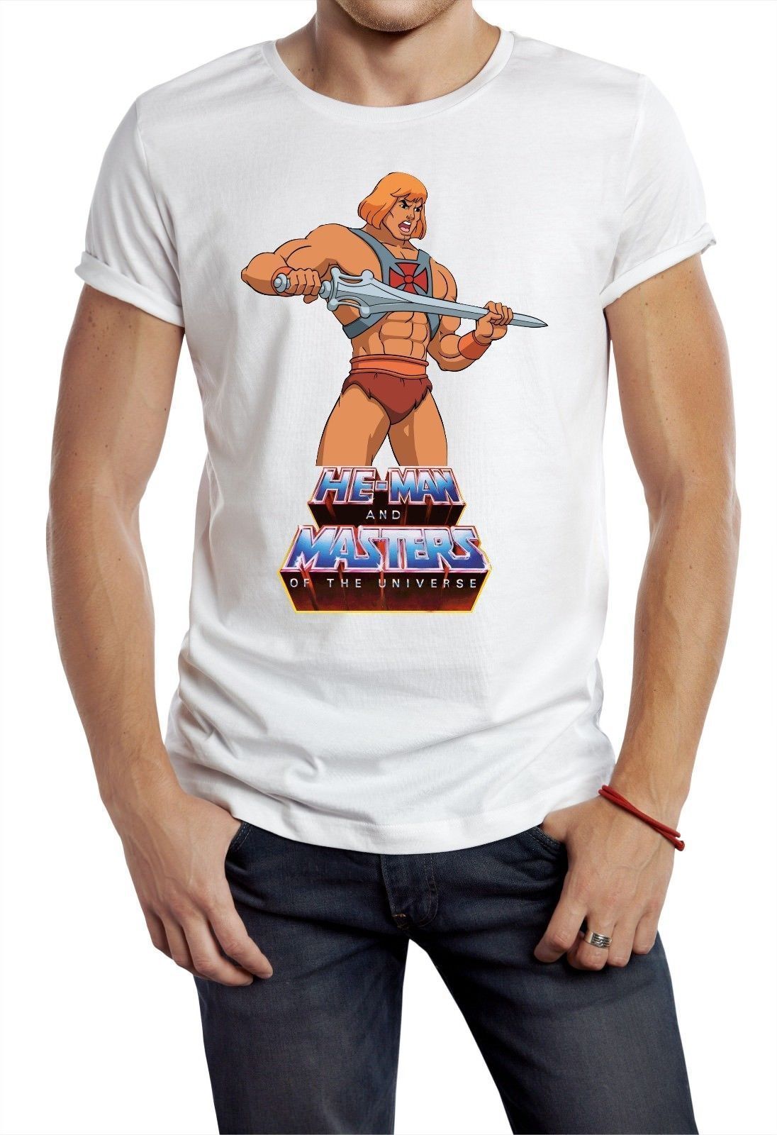 He man T-Shirt masters of the universe retro tee mens top 80/'s cartoon classic