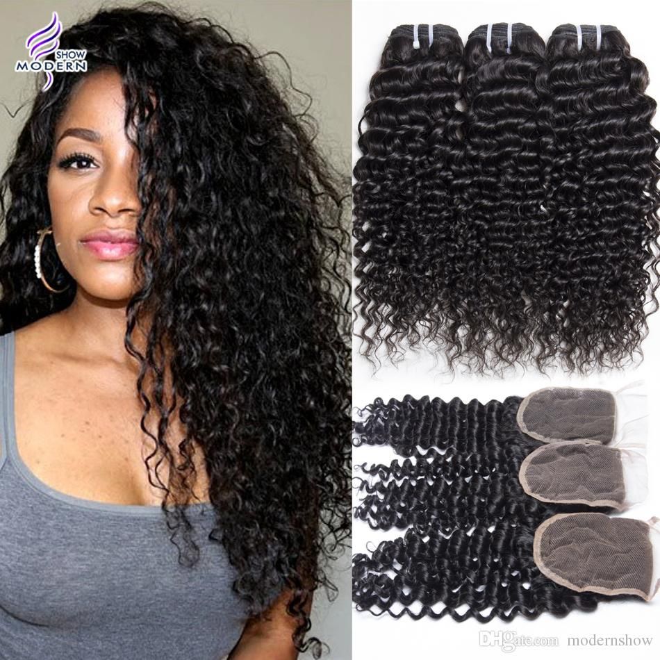 2019 3 Bundles With Lace Closure Brazilian Virgin Hair Bundles