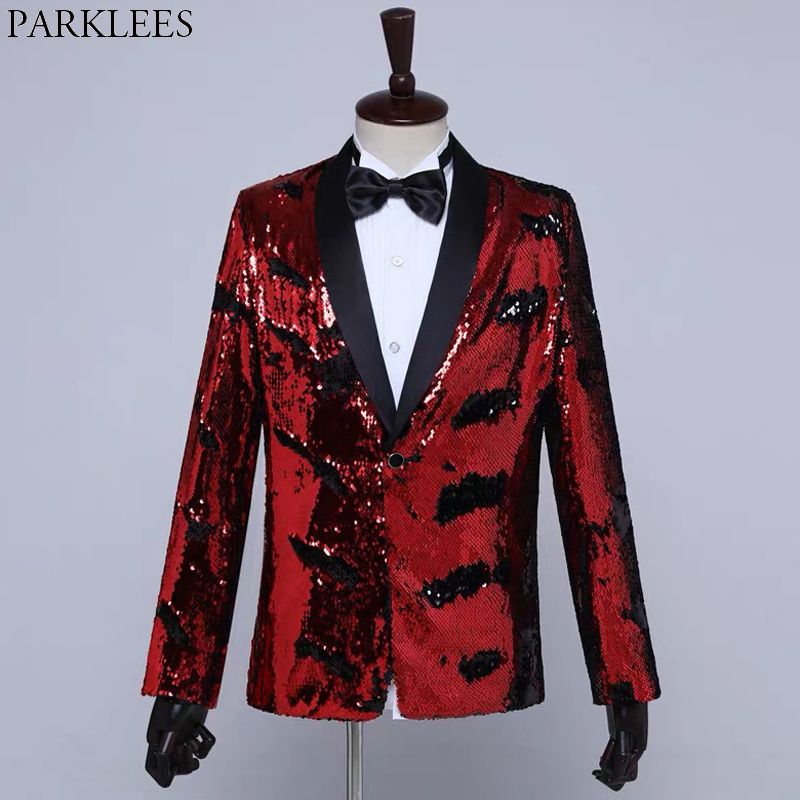 red sequin suit jacket