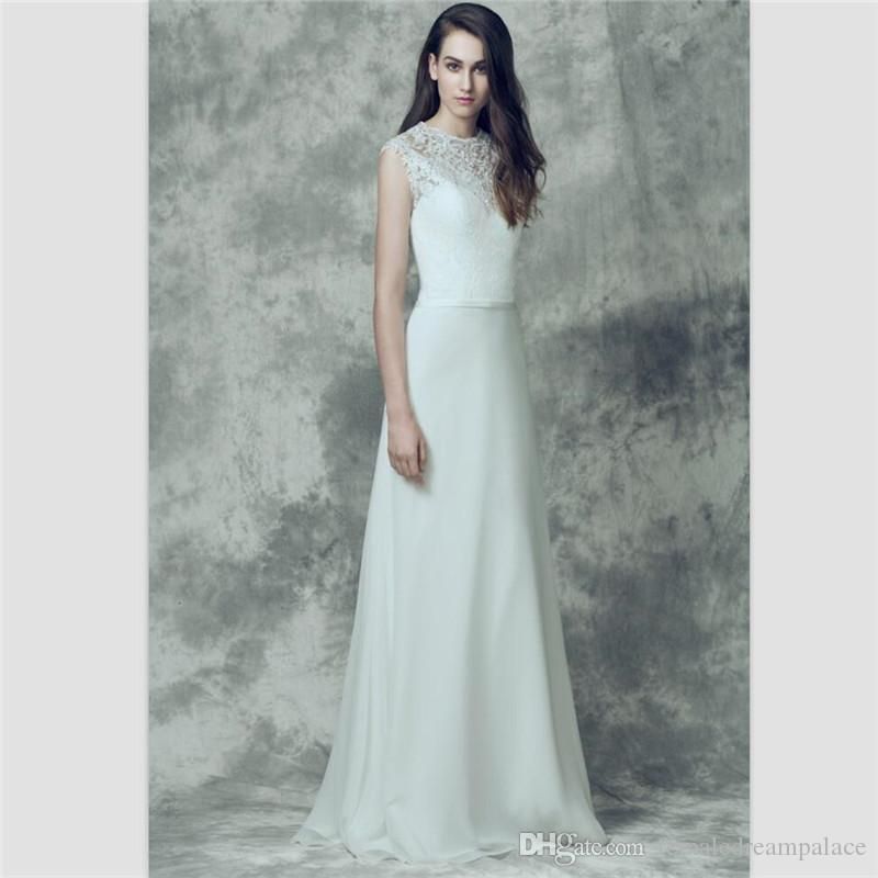 Discount 2018 Simply White Chiffon Beach Wedding Dresses China Ivory