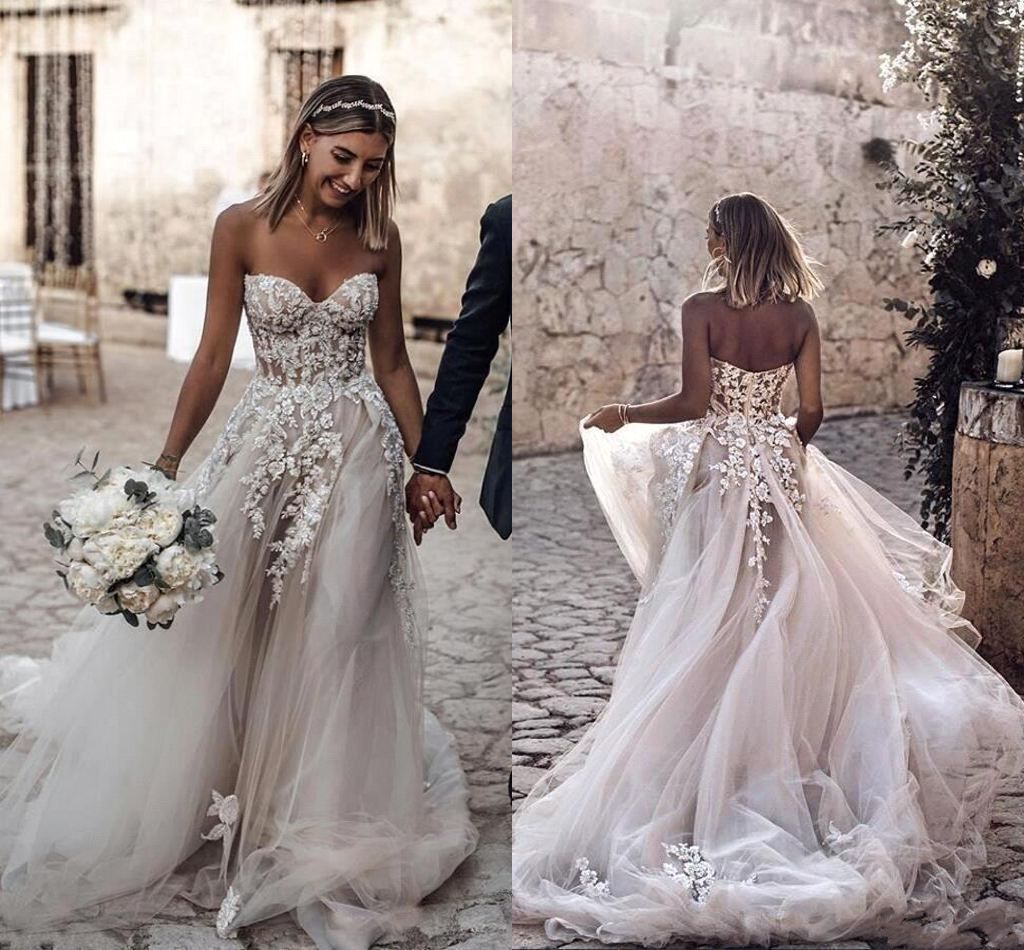 2019 Pas Cher Plus Size Style De Pays 3d Floral Appliques A Ligne Robes De Mariée Robes De Mariée Bohème Pour Les Mariées Robe De Mariée Bc2024
