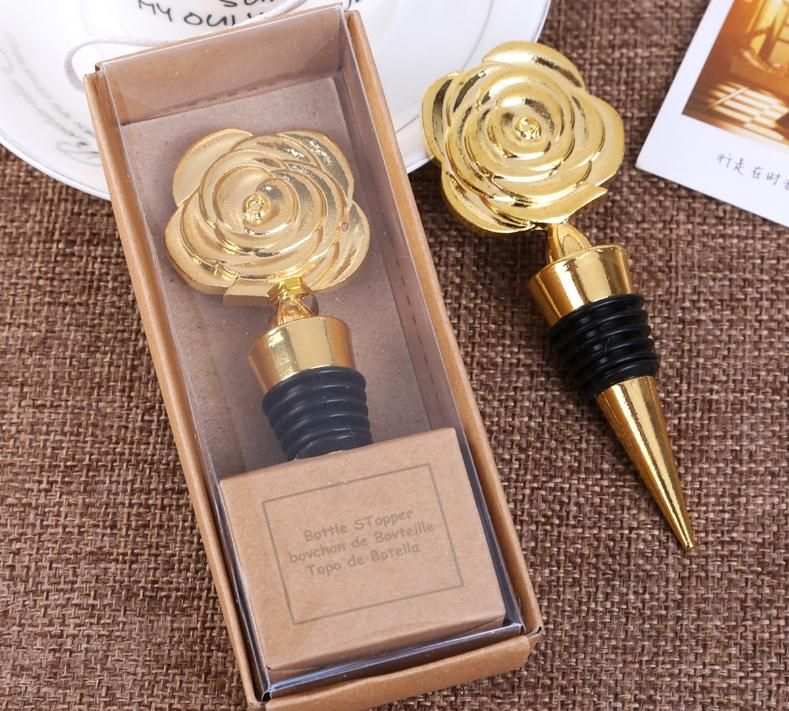 2019 Gold Rose Wine Stoppers In Gift Boxes Rose Flowers Wine Bottle