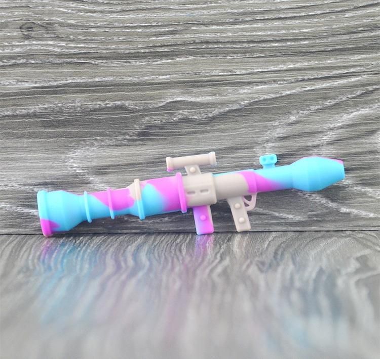 2021 Hand Pipe FDA Silicone Pipe Bazooka Shape Unbreakable Glass Bong