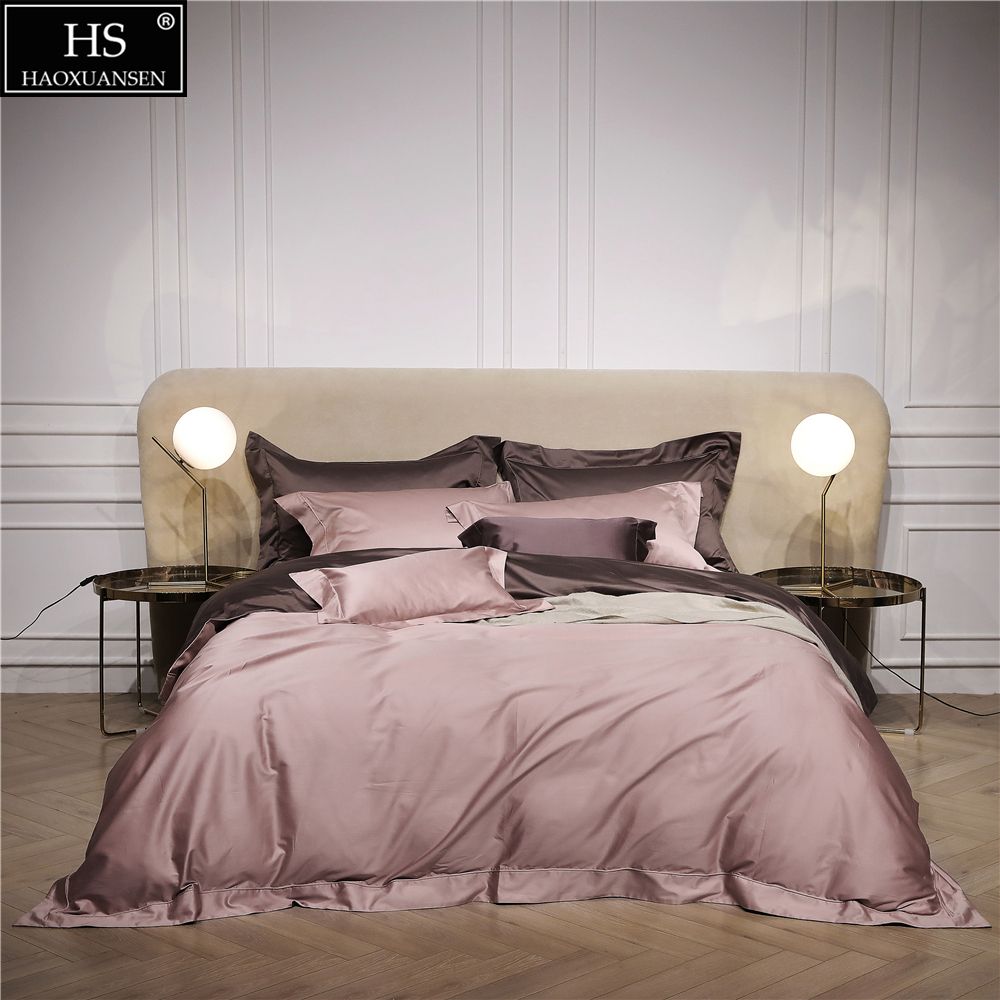 120s Egyptian Cotton Pink Coffee Luxury Bedding Set King Queen Bed 120s Egyptian Cotton Pink Coffee Luxury Bedding Set King Queen Bed Sheet Duvet Cover Pillow Shams Simple Bright Pure Color Bargain Wamsutta