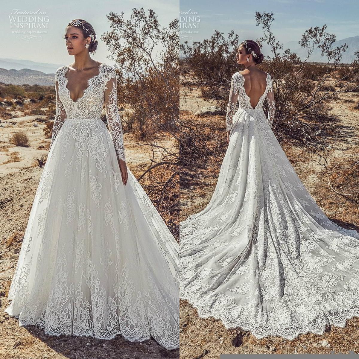 Discount Julie Vino 2019 New Beach Wedding Dresses V Neck Lace Long