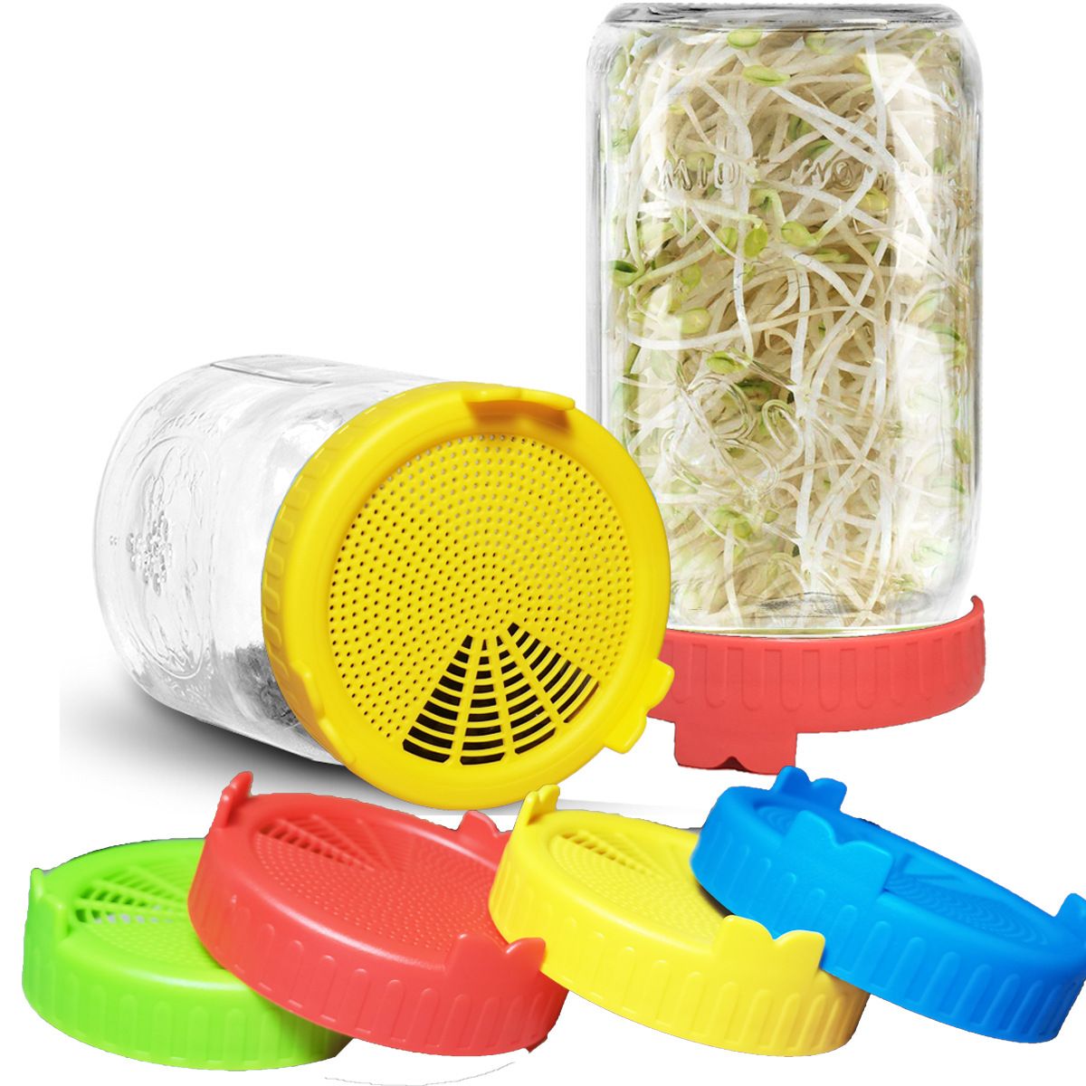 2021 Mason Jar Sprouting Lids Food Grade Mesh Sprout Cover Durable Kit