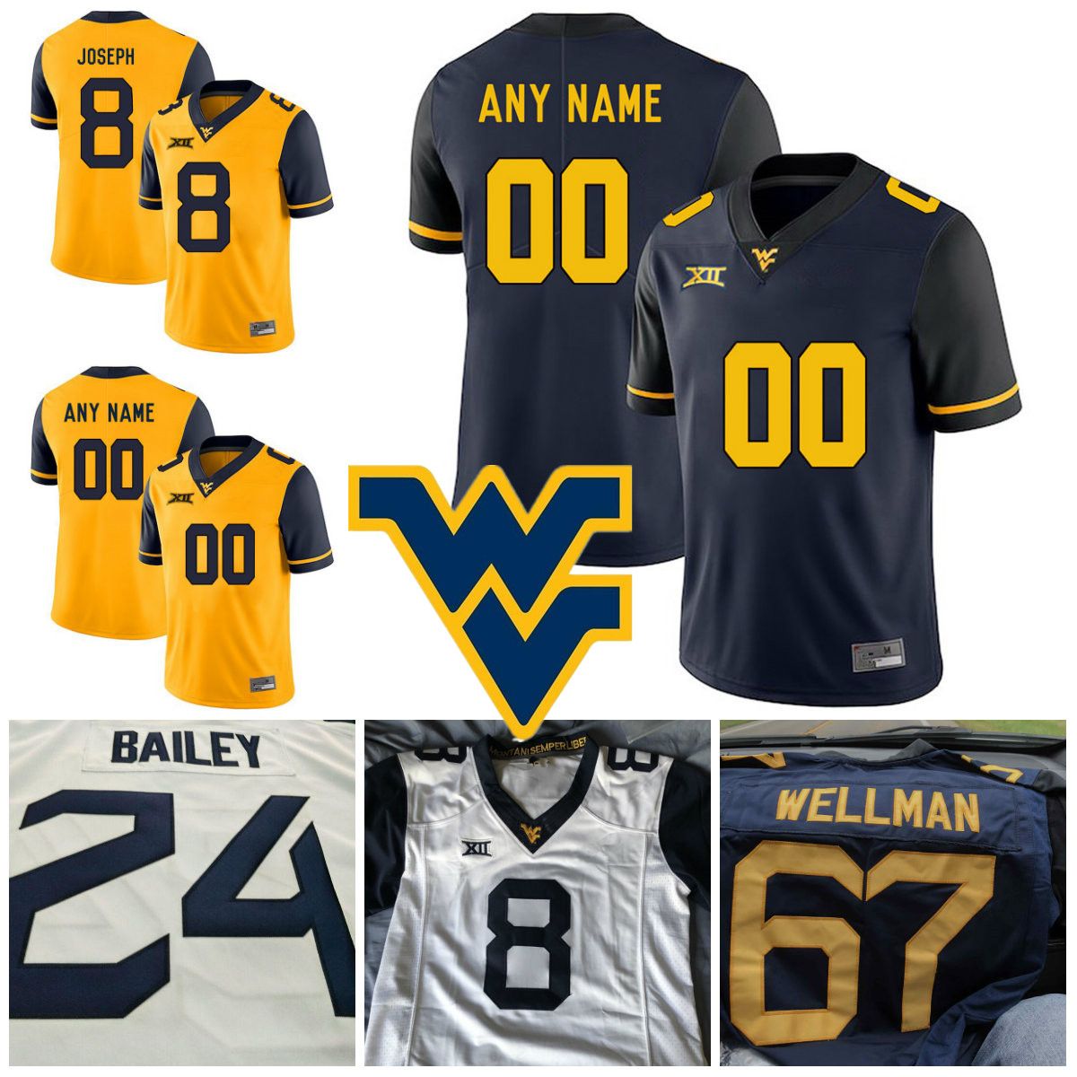 2019 Men NCAA Custom West Virginia Mountaineers College Football