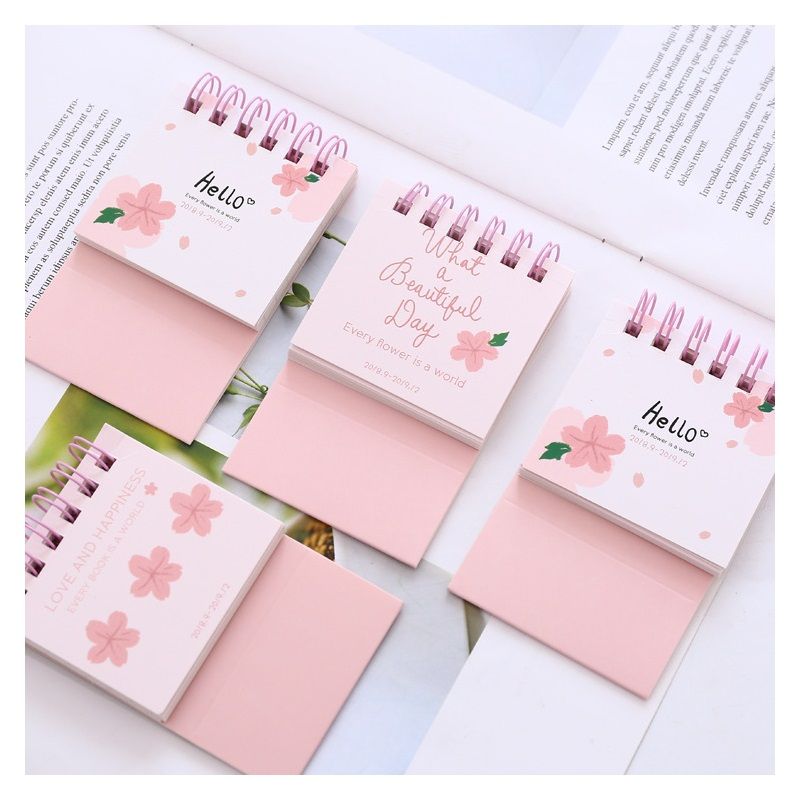 2019 Cute Cherry Blossoms Desk Calendar Diy Mini Portable Table Calendars Daily Schedule Planner 2018 09 12