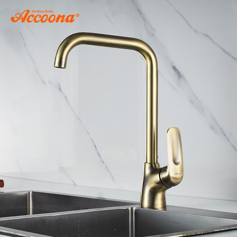 Accoona Antique Kitchen Faucet Brass Construction Water Tap Bar Sink Faucets Single Handle Cold Hot Water Mixer Tap Crane A4416c