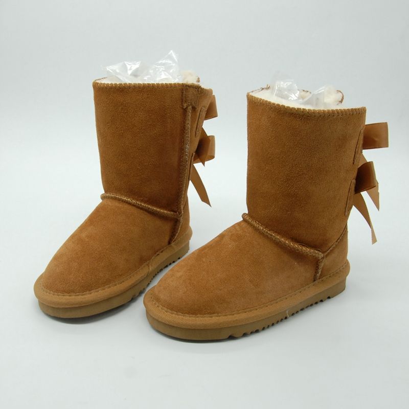 Kids Shoes Genuine Leather Snow Boots For Toddlers Boots With Bows