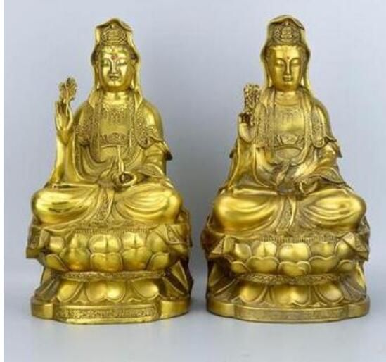 Seiko Cuivre Bouddha Assis Sur Lotus Offre Spéciale Guanyin Ping Ameublement Décoration Décoration - 