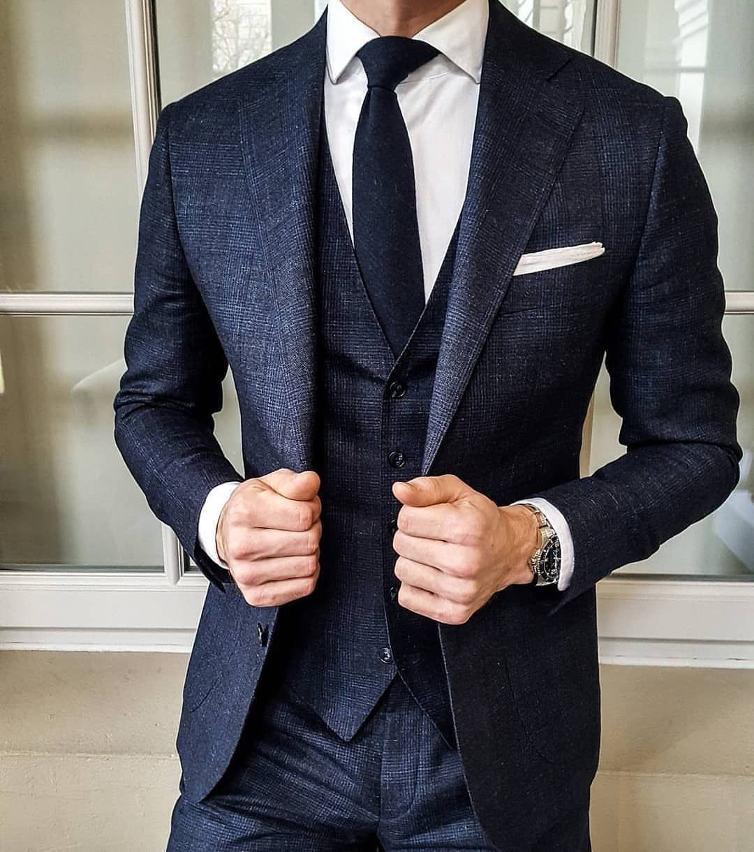 Custom Made Men Suits 2019 New Groom Wear Wedding Tuxedos Shawl Lapel Three Pieces Jacket+Vest