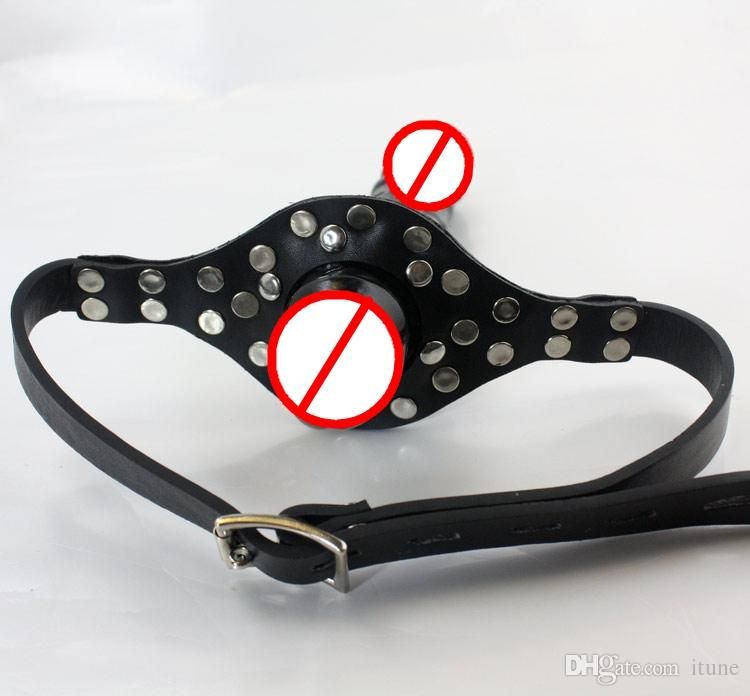 Double Ended Dildo Gag Sex Toy For Women Rubber Penis And Real Cow Leather Belt With Brass Bondage